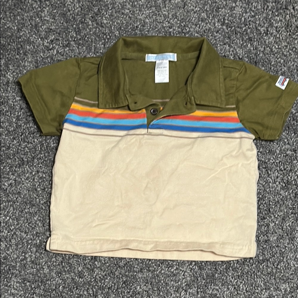 Kids' Olive and Cream Striped Shirt